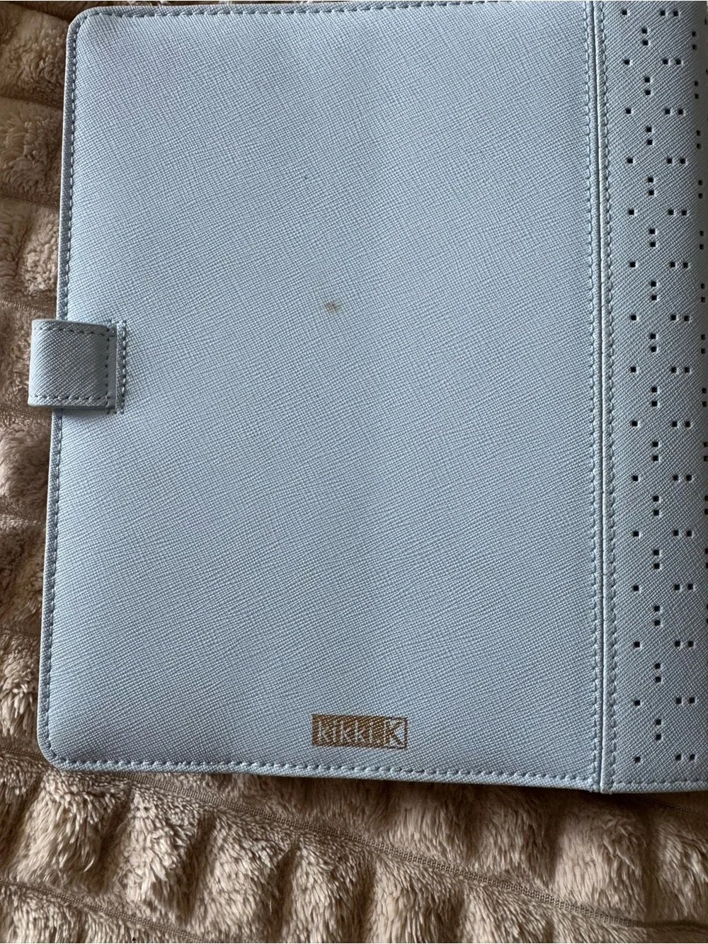 kikki.K Perforated Planner Cover in Light Gray with Gold Snap